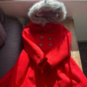 Vibrant Red Pea Coat